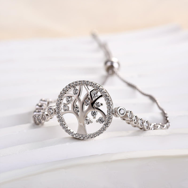 Adjustable Simulated Diamond Bracelet in White Gold
