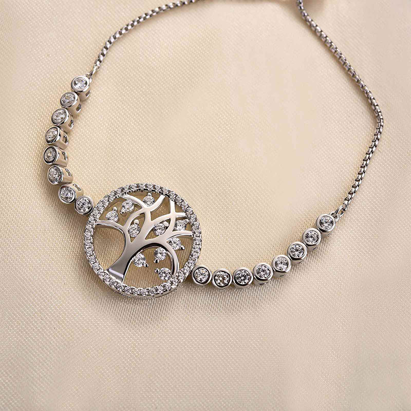 Adjustable Simulated Diamond Bracelet in White Gold