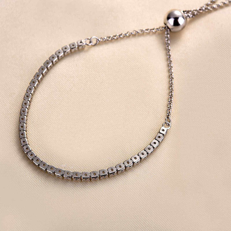 Elegant Sterling Silver Bracelet with Simulated Diamonds