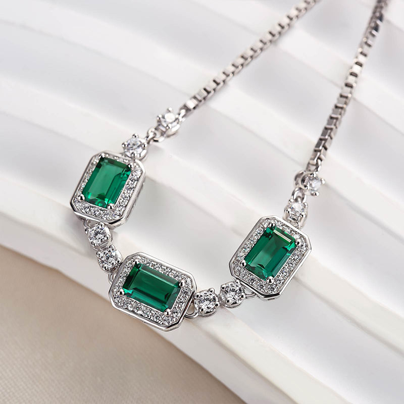 Sophisticated Emerald-Cut Green Simulated Diamond Bracelet