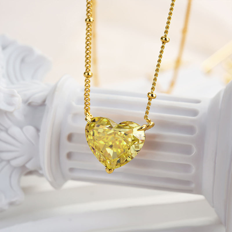 Heart-Cut Yellow Simulated Diamond Necklace for Eternal Love