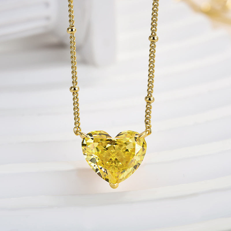 Heart-Cut Yellow Simulated Diamond Necklace for Eternal Love