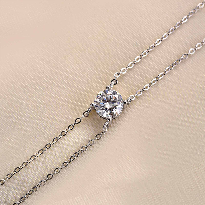 Elegant Round-Cut Moissanite Bracelet in 18K White Gold