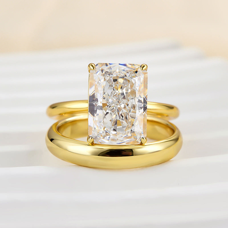 45 Carat Radiant Cut Simulated Diamond Ring 18K Gold Plated