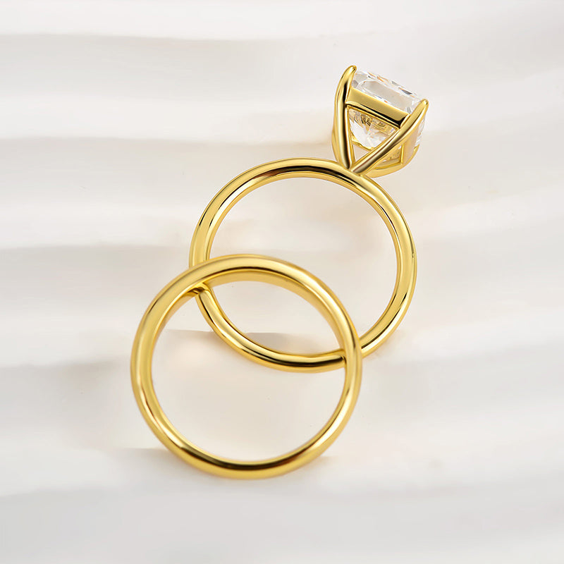 45 Carat Radiant Cut Simulated Diamond Ring 18K Gold Plated