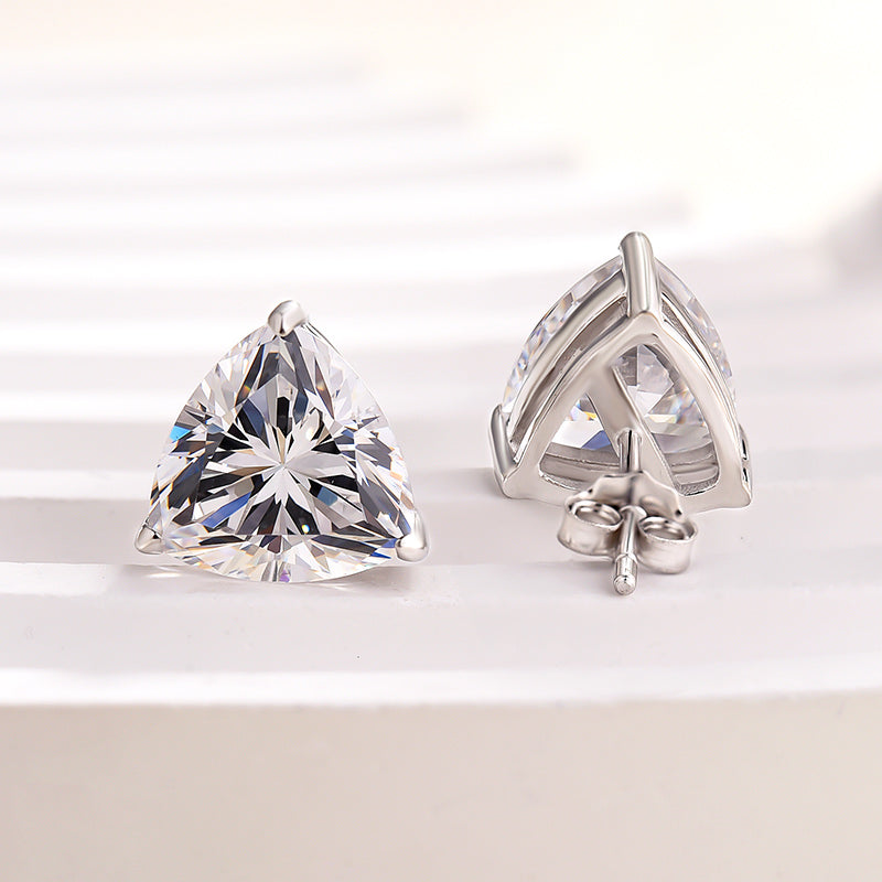Luxurious 925 Sterling Silver Trillion Cut Sona Simulated Diamond Earrings