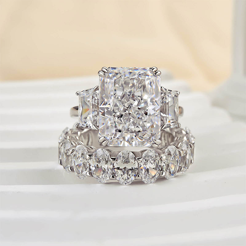 9.0ct Radiant Cut Diamond Bridal Set - Dual Gold Plated