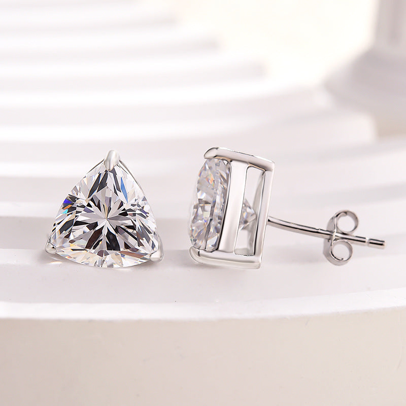 Luxurious 925 Sterling Silver Trillion Cut Sona Simulated Diamond Earrings