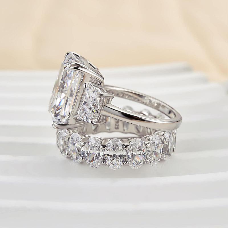 9.0ct Radiant Cut Diamond Bridal Set - Dual Gold Plated