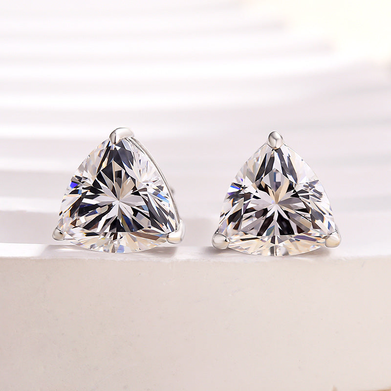 Luxurious 925 Sterling Silver Trillion Cut Sona Simulated Diamond Earrings