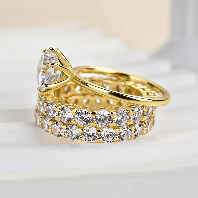 2.0Ct Sona Diamond 3-Pc Wedding Set - 925 Silver Rhodium Plated