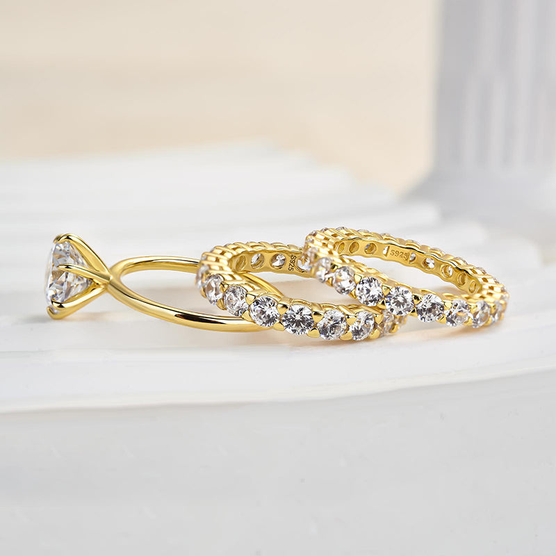 2.0Ct Sona Diamond 3-Pc Wedding Set - 925 Silver Rhodium Plated