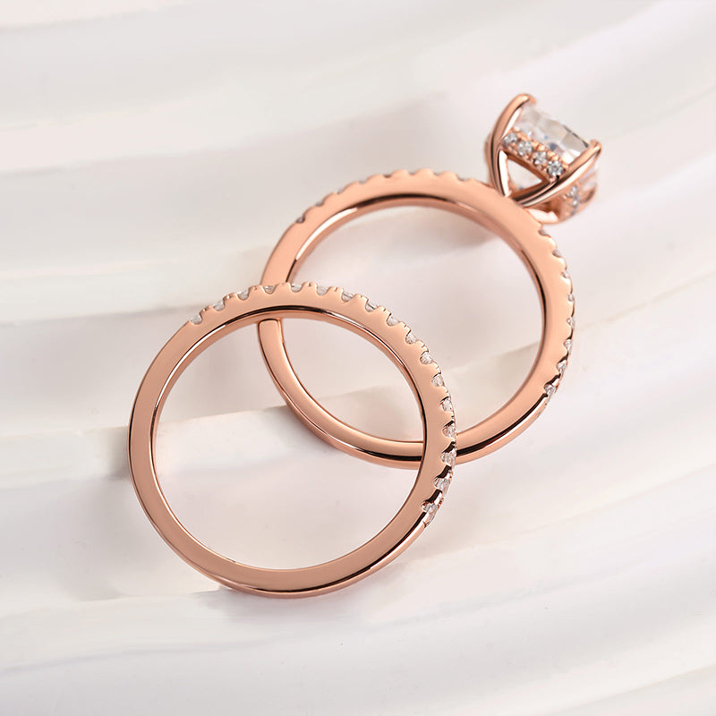 Tri-Tone Cushion Cut Wedding Set (2.0ct) - Silver