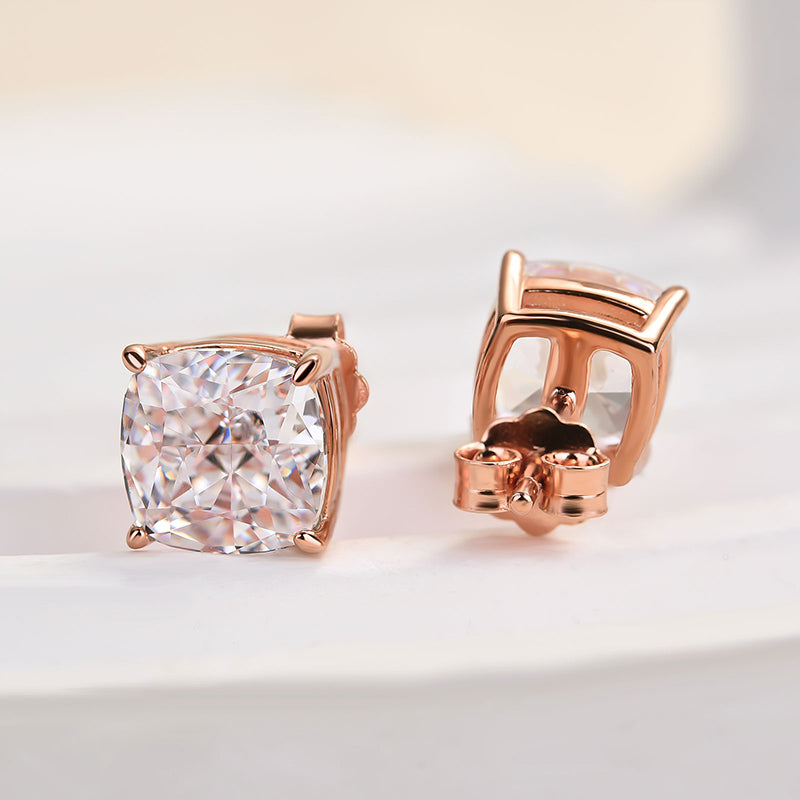 Cushion Cut Simulated Diamond Earrings in Sterling Silver