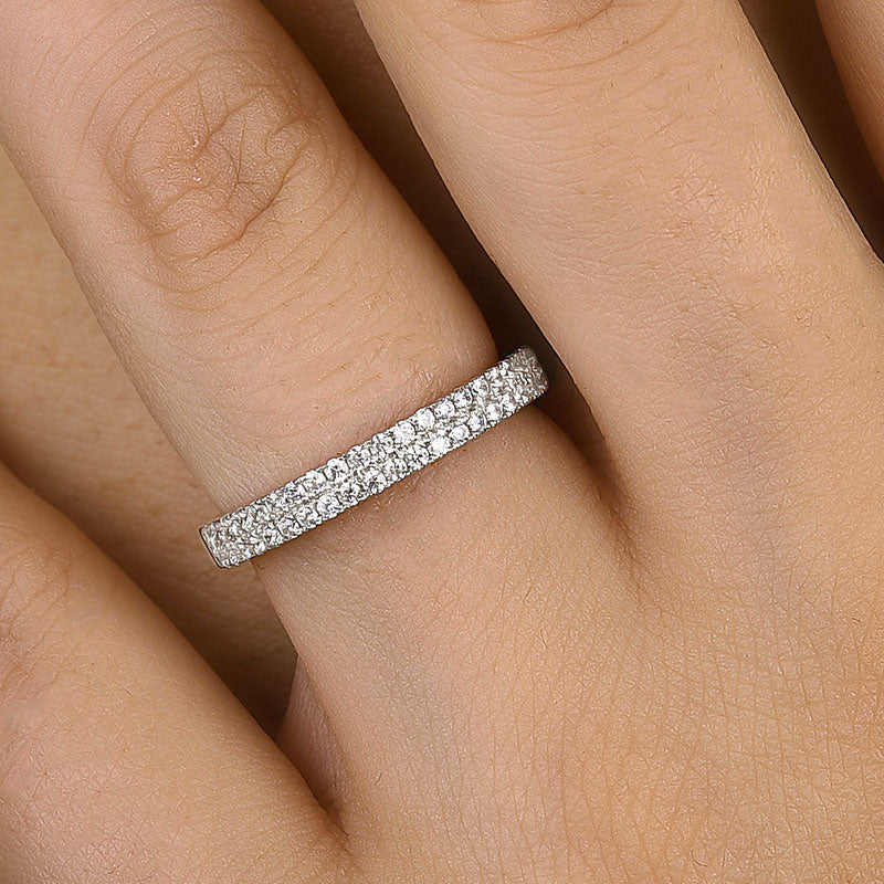 925 Silver Rhodium-Plated Women’s Wedding Band with 0.5ct Simulated Diamonds