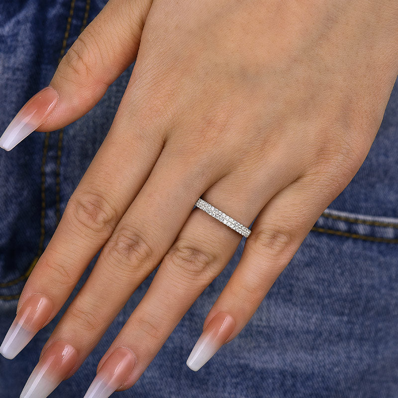 925 Silver Rhodium-Plated Women’s Wedding Band with 0.5ct Simulated Diamonds