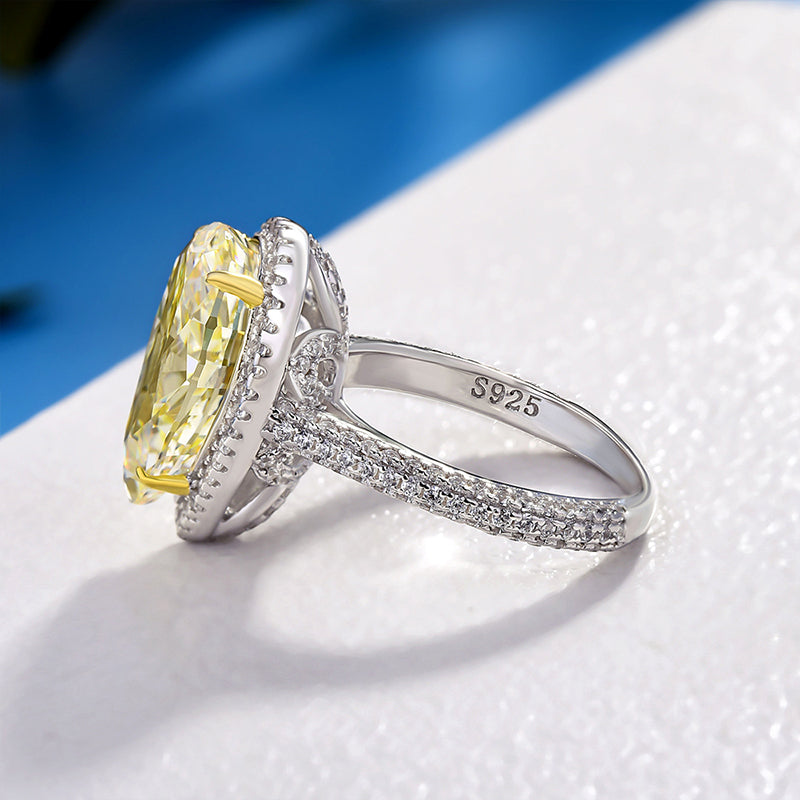 4.5 Carat Pear Cut Yellow Sapphire Halo Ring
