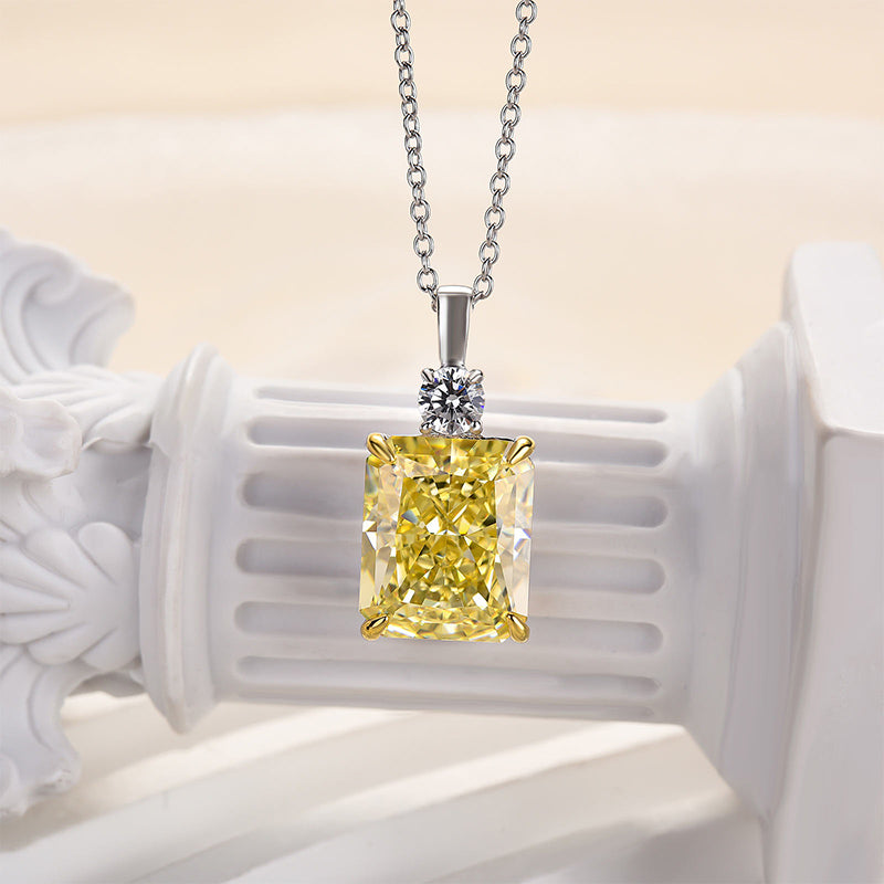 Radiant Cut Yellow Simulated Diamond Necklace for Timeless Romance