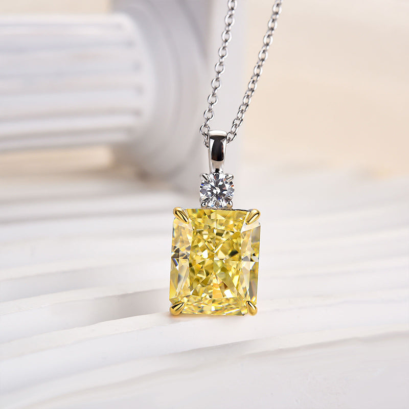 Radiant Cut Yellow Simulated Diamond Necklace for Timeless Romance
