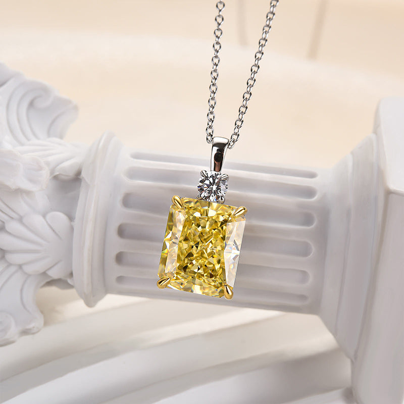 Radiant Cut Yellow Simulated Diamond Necklace for Timeless Romance