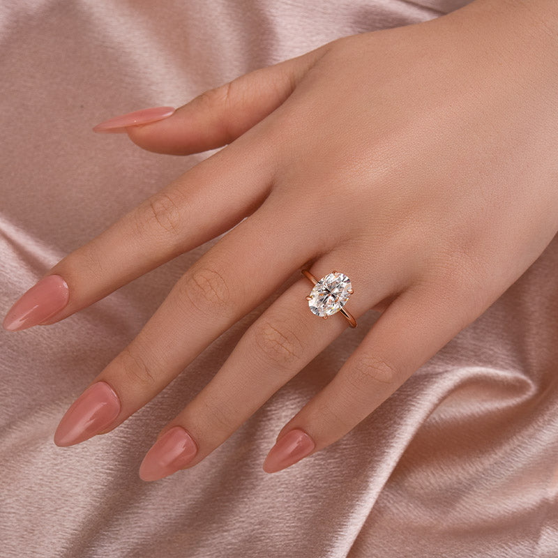 4 Carat Oval Moissanite Ring | 925 Sterling Silver White/Yellow/Rose Gold