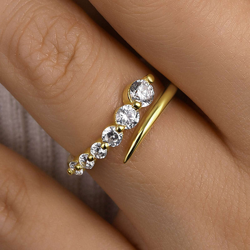 925 Sterling Silver 18K Gold Plated 1ct Diamond Wedding Band