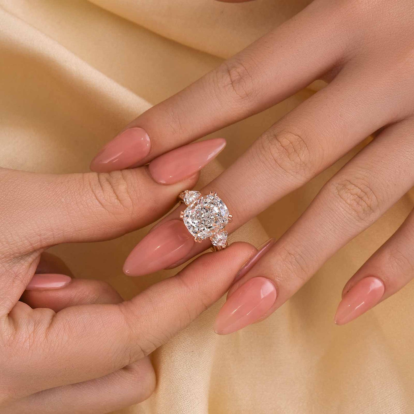 7Ct Cushion Cut Engagement Ring 925 Silver Three Gold Options