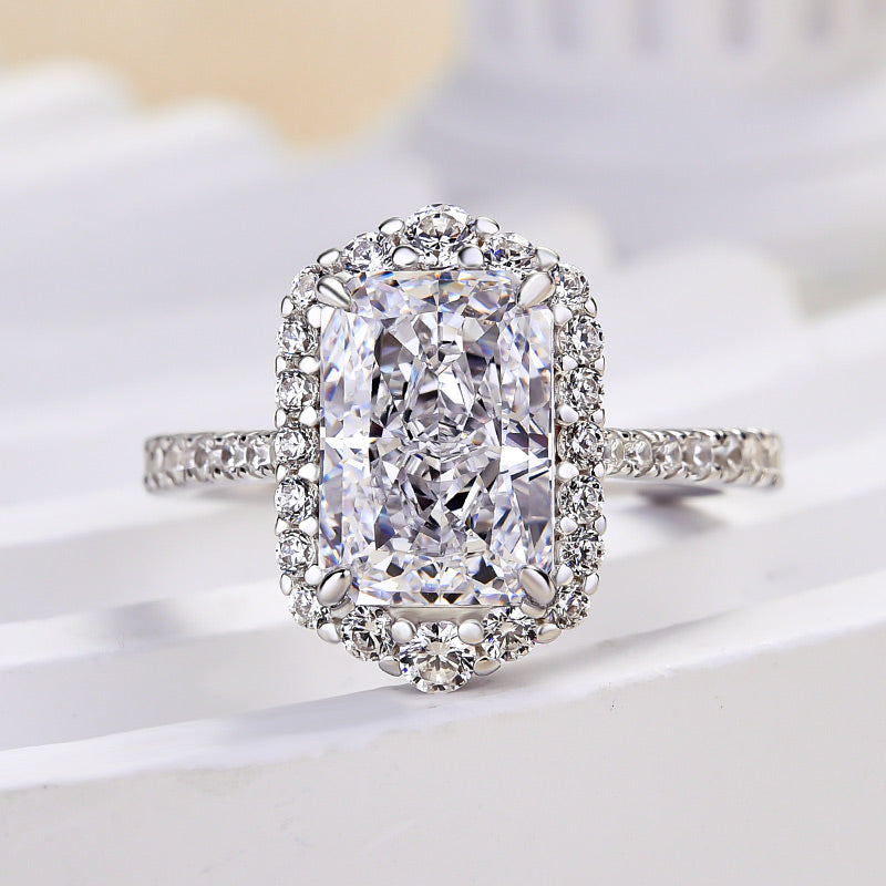 3.5 Carat Radiant Cut Halo Diamond Ring