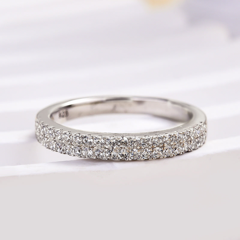 925 Silver Rhodium-Plated Women’s Wedding Band with 0.5ct Simulated Diamonds