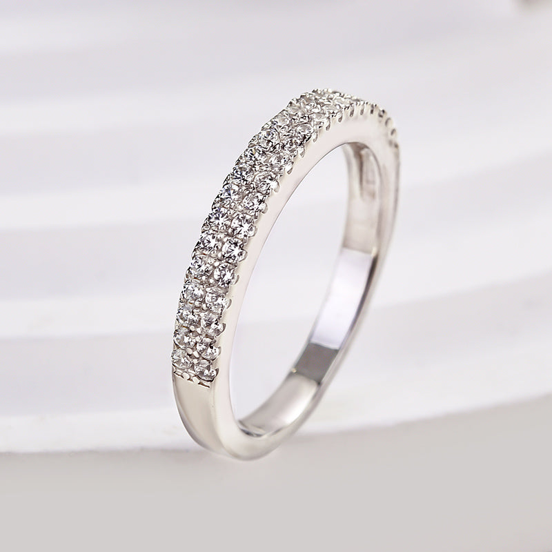 925 Silver Rhodium-Plated Women’s Wedding Band with 0.5ct Simulated Diamonds