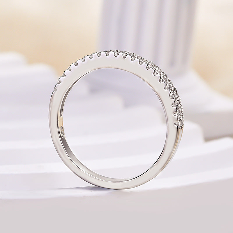 925 Silver Rhodium-Plated Women’s Wedding Band with 0.5ct Simulated Diamonds