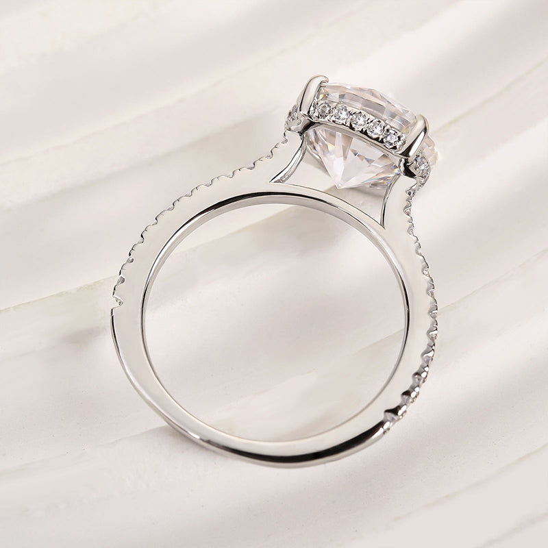 4 Carat Round Moissanite Engagement Ring Sterling Silver