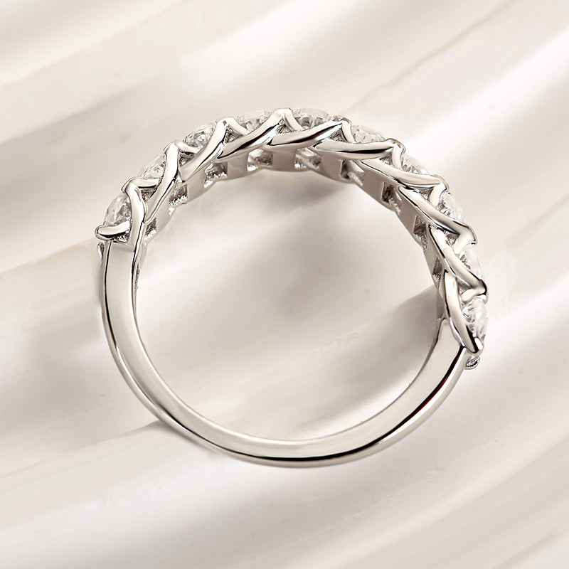 3.0Ct Oval Cut Sona Diamond Wedding Band, Dual Gold Plated Sterling Silver
