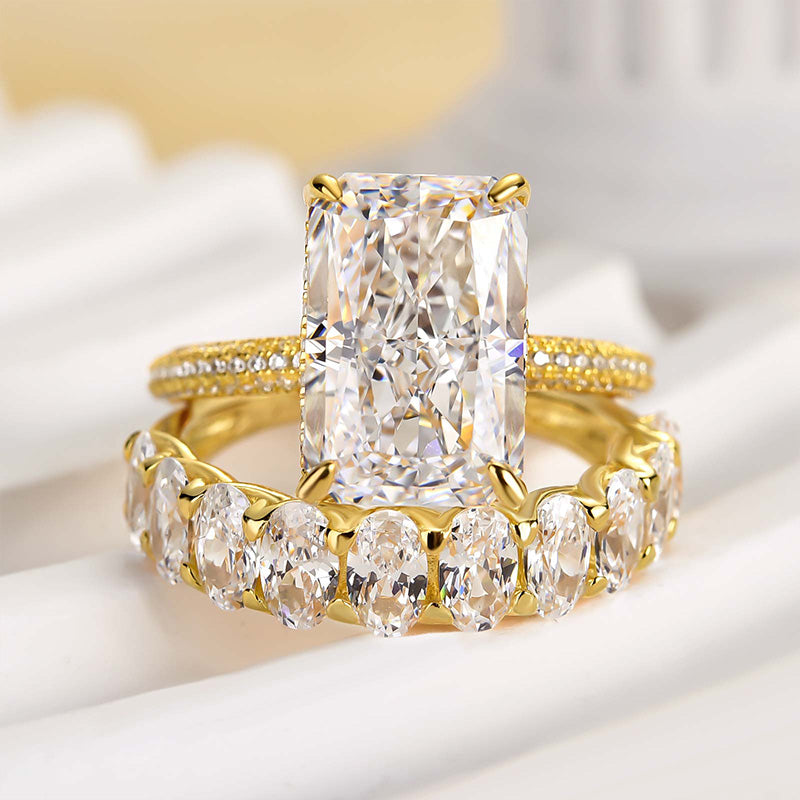 Elegant Radiant Cut Wedding Ring Set in Sterling Silver