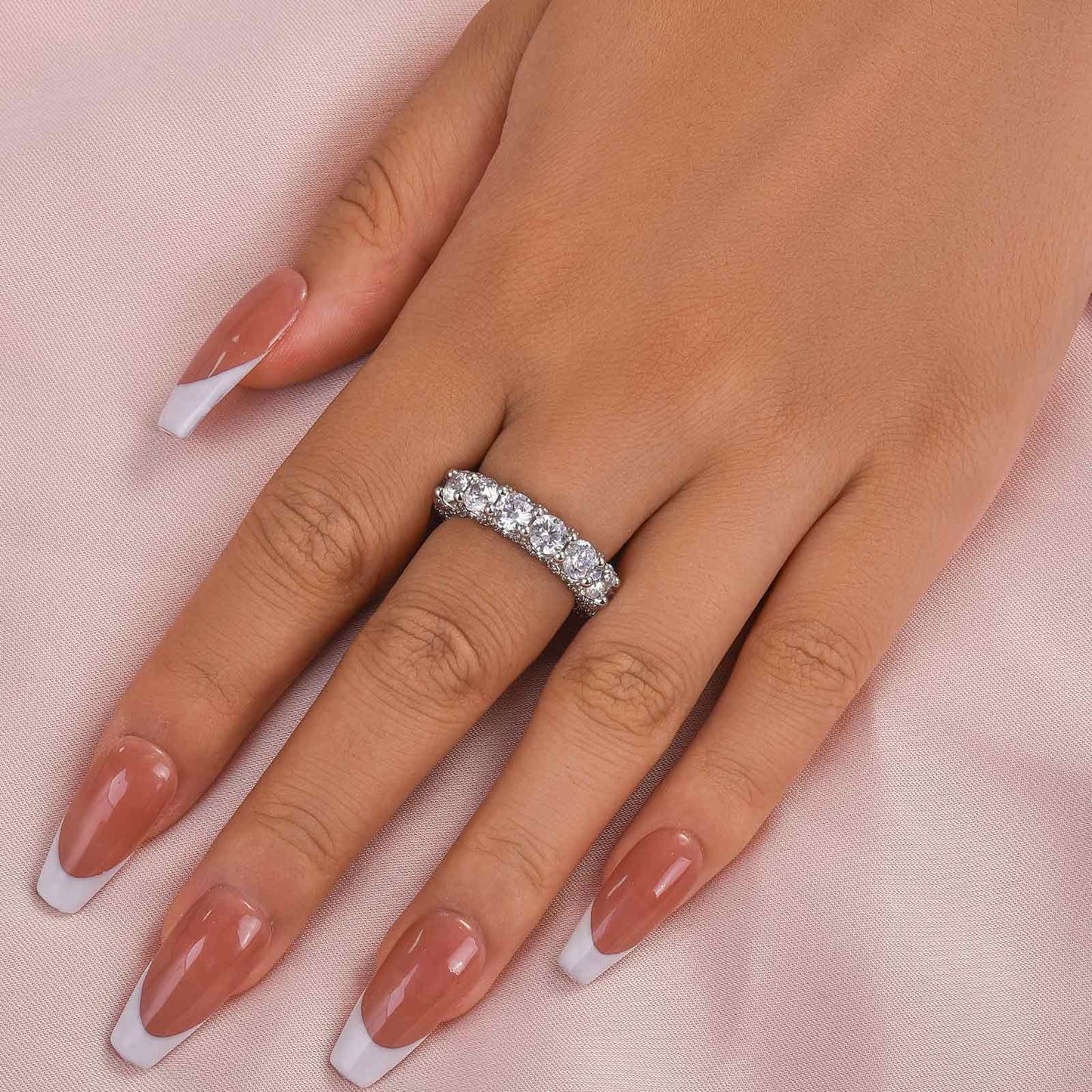 5.0 Carat Simulated Diamond Wedding Band in 925 Silver