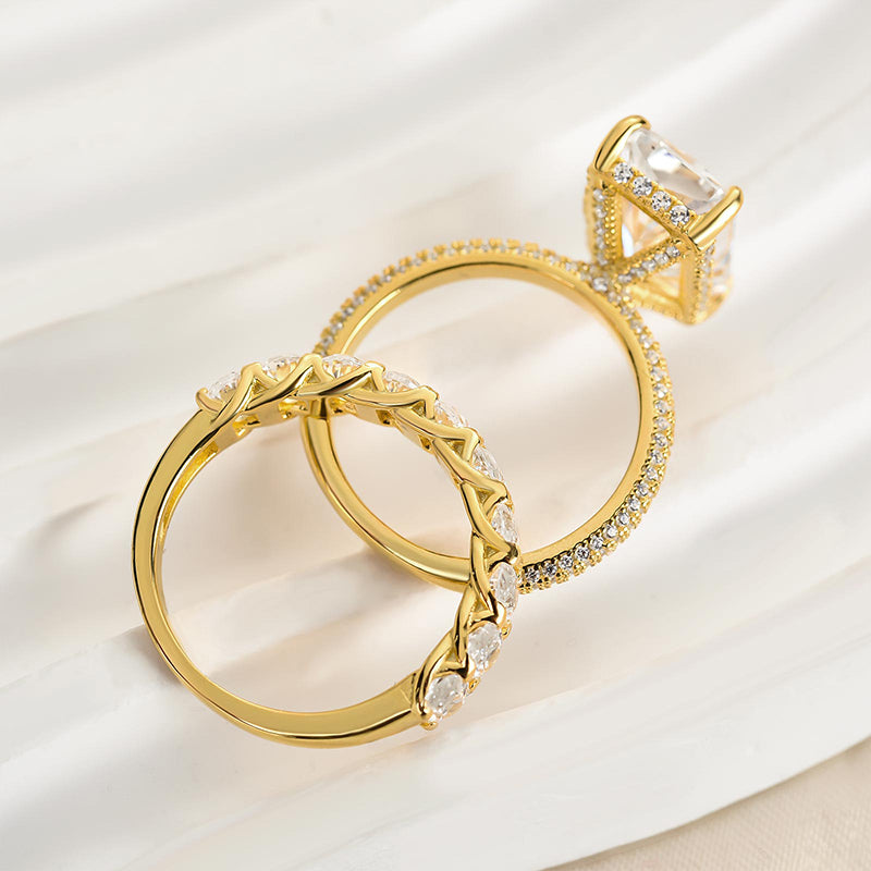 Elegant Radiant Cut Wedding Ring Set in Sterling Silver