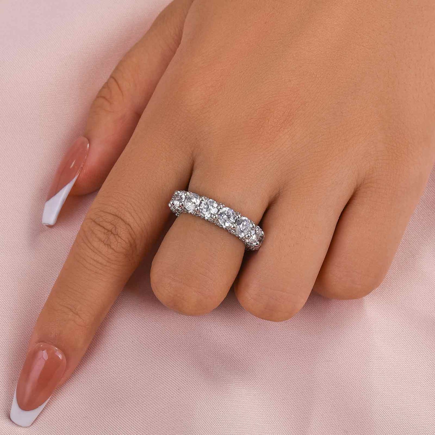 5.0 Carat Simulated Diamond Wedding Band in 925 Silver