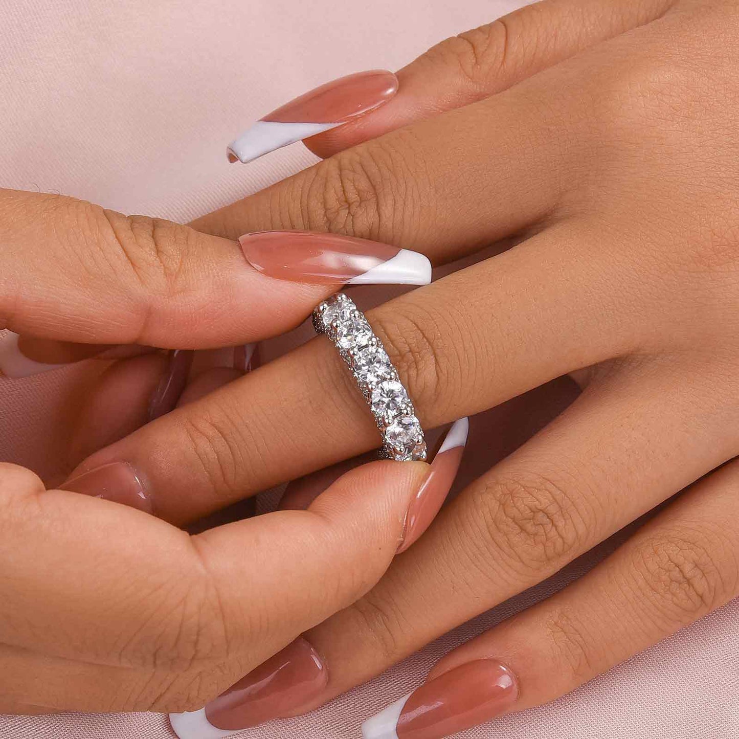 5.0 Carat Simulated Diamond Wedding Band in 925 Silver