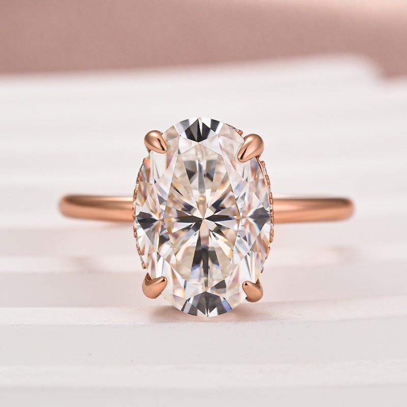 4 Carat Oval Moissanite Ring | 925 Sterling Silver White/Yellow/Rose Gold