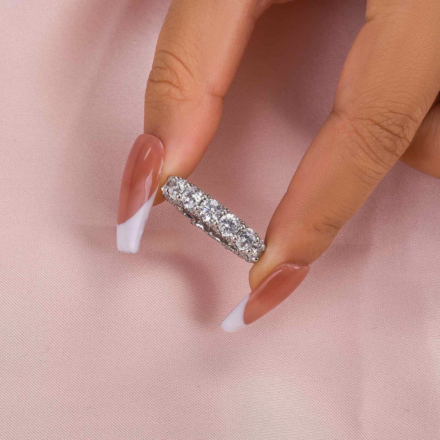 5.0 Carat Simulated Diamond Wedding Band in 925 Silver