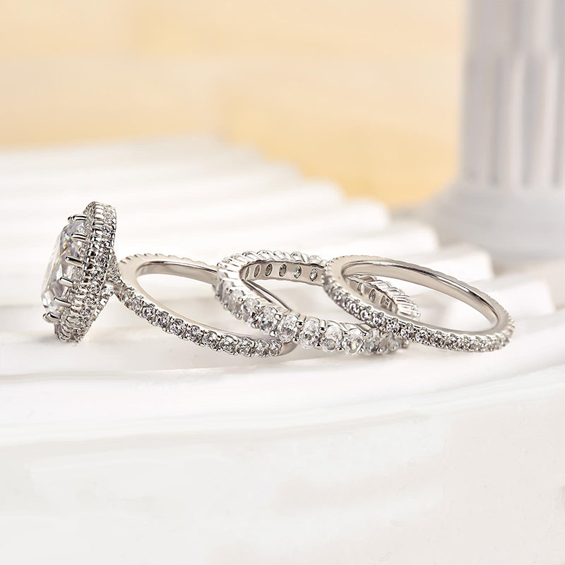 2.5Ct Oval Cut Diamond 3-Piece Wedding Set