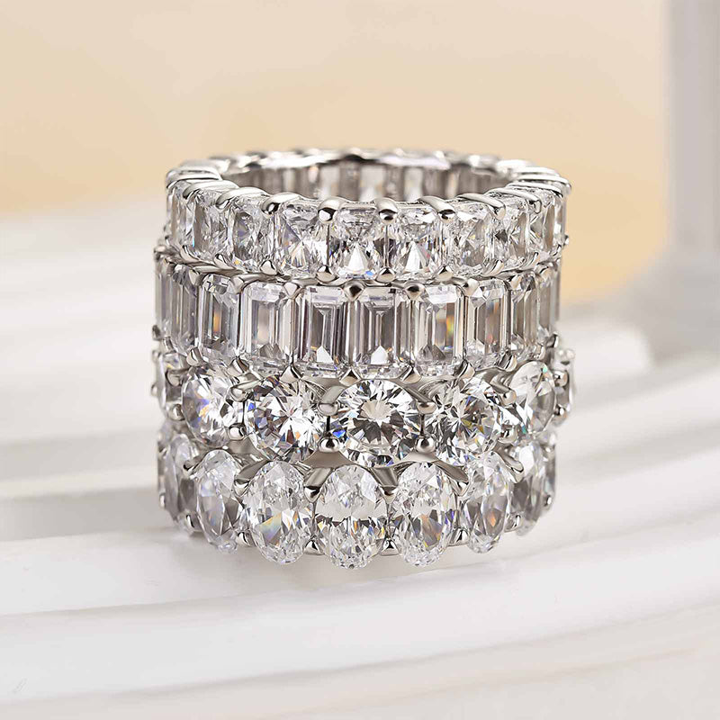 Anillo de boda atemporal en plata 925 con 24,5 ct de diamantes simulados Sona