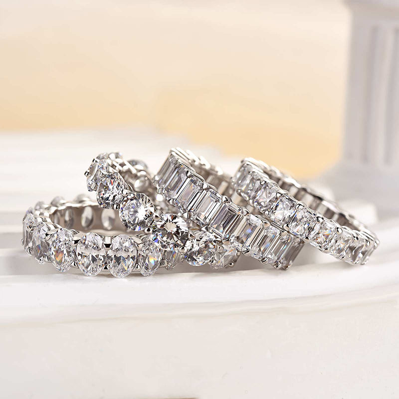 Anillo de boda atemporal en plata 925 con 24,5 ct de diamantes simulados Sona