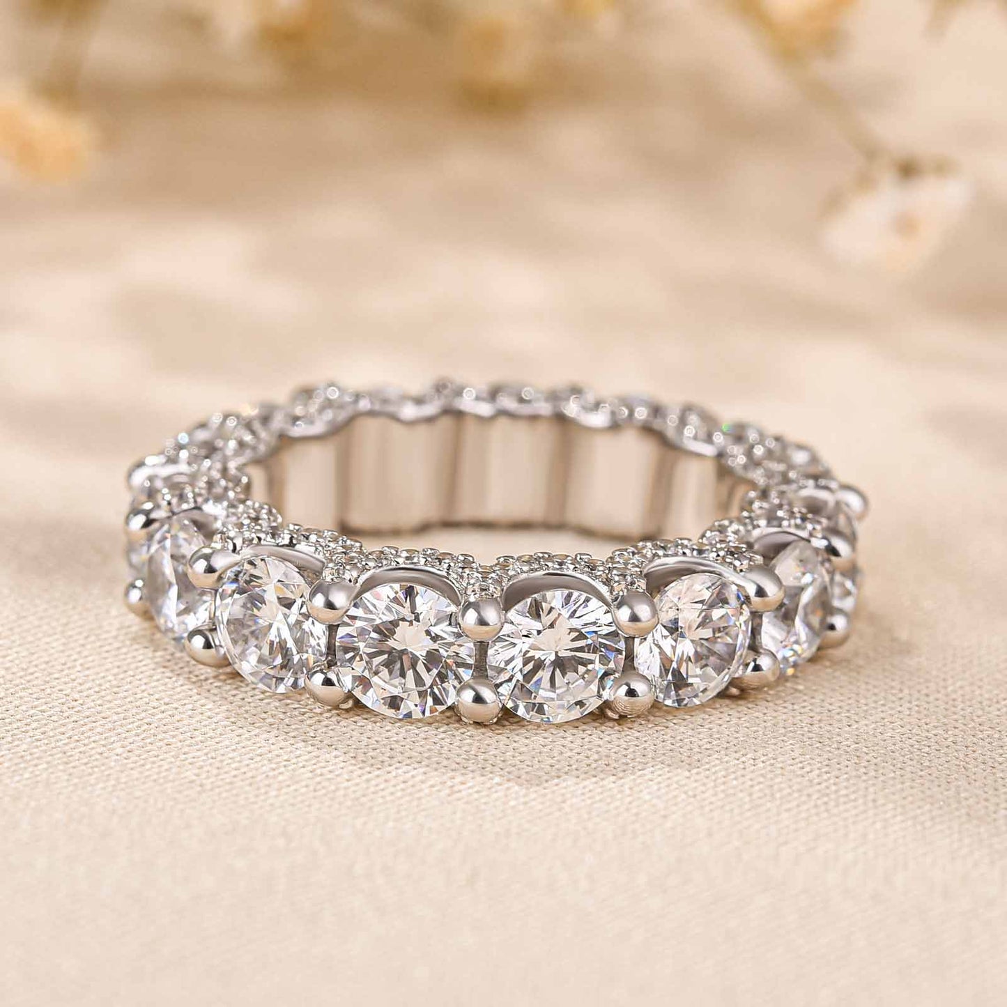 5.0 Carat Simulated Diamond Wedding Band in 925 Silver