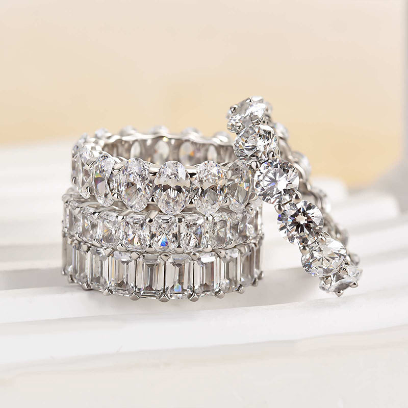 Anillo de boda atemporal en plata 925 con 24,5 ct de diamantes simulados Sona