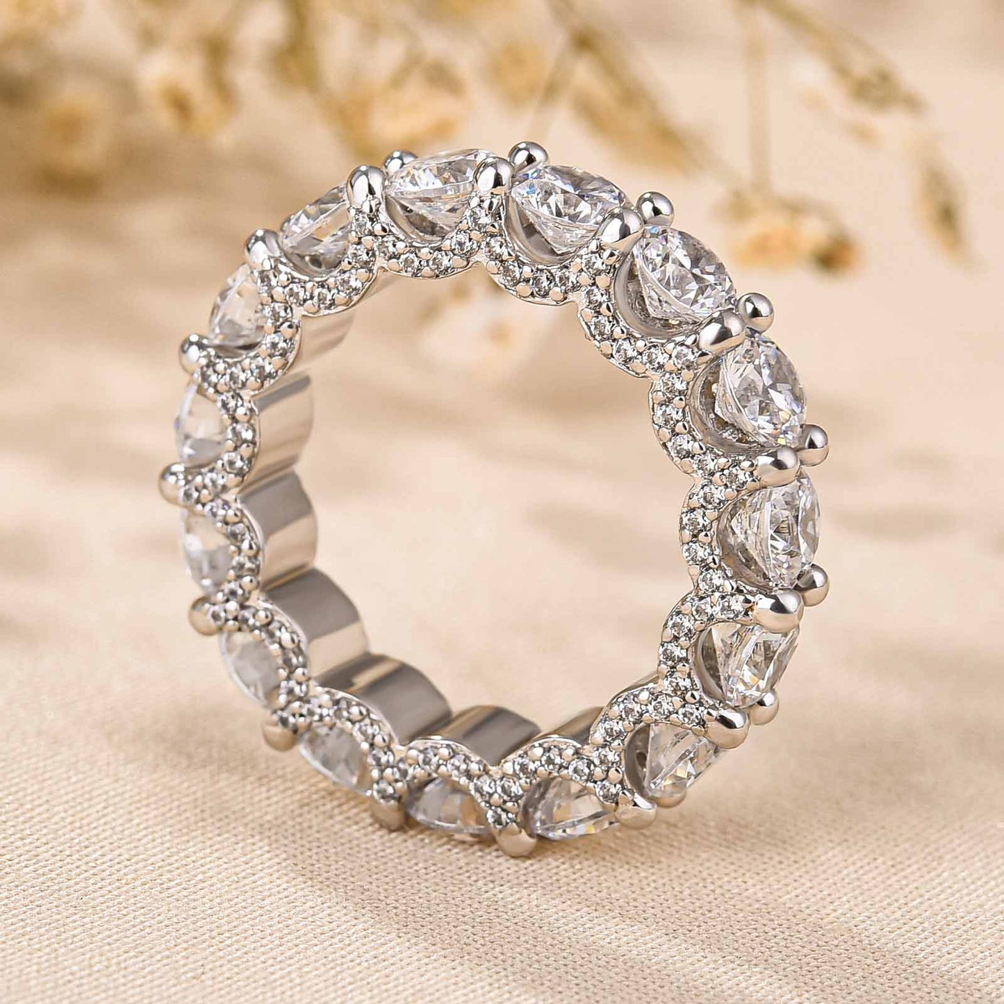 5.0 Carat Simulated Diamond Wedding Band in 925 Silver