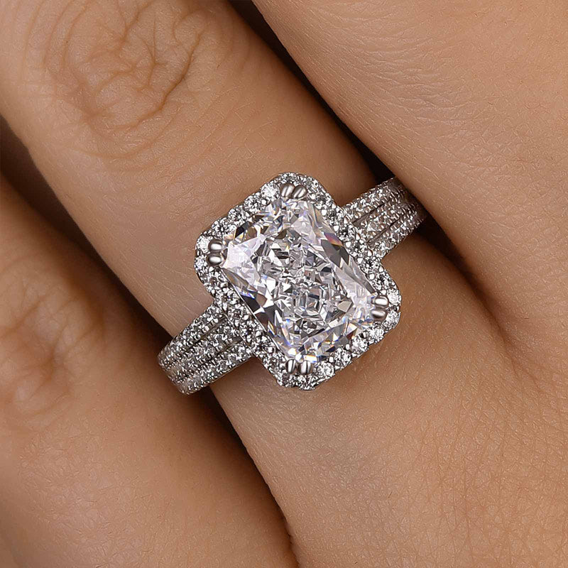 3.5ct Radiant Cut Diamond Split Shank Ring