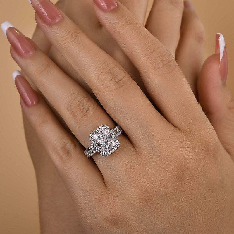 3.5ct Radiant Cut Diamond Split Shank Ring