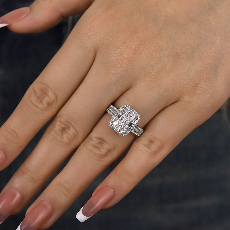 3.5ct Radiant Cut Diamond Split Shank Ring