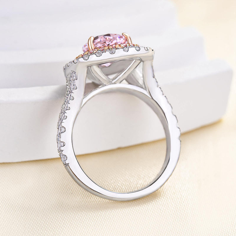 2Ct Pear Pink Sapphire Double Halo Ring 18K Rose & White Gold Plated